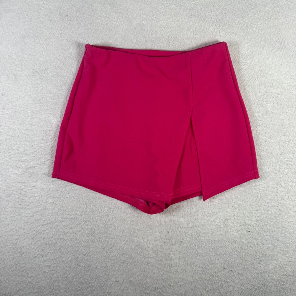 SHEIN Wrap Mini Skort Womens S Hot Pink Excellent Asymmetrical Side Zip Shorts